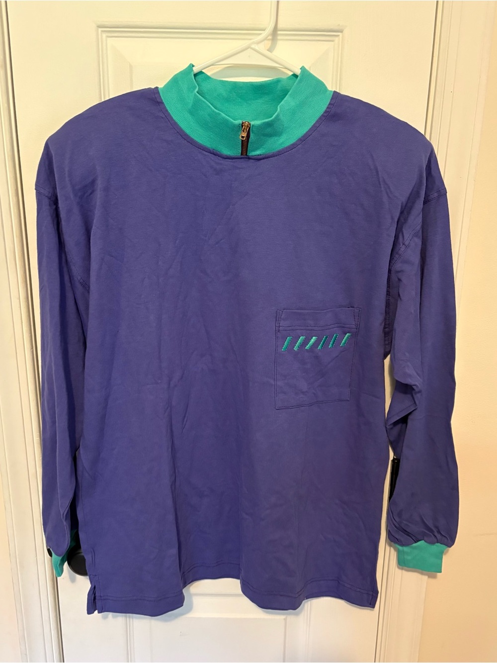 Vintage 90’s Palulu Long Sleeve Pullover in Purple with Teal Trim